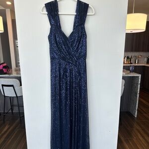 Rene Ruiz Navy Sequin Formal Dress -S/4